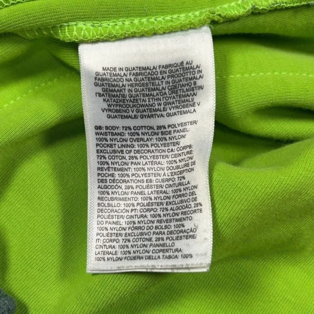 The North Face Men XL Tech Sweat Short Safety Green Gray Athletic Zipper Pockets